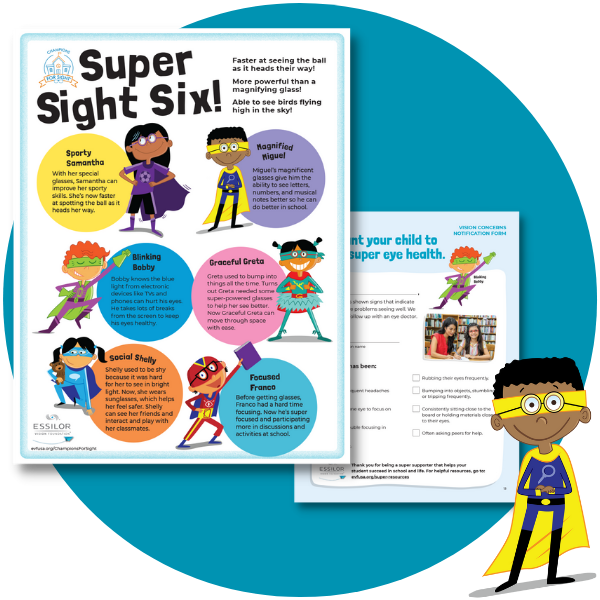 Free educational kit with poster and notification form as part of the Super Reasons to Visit the Eye Doctor